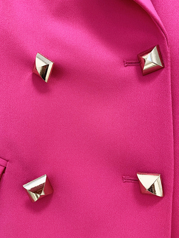 Fuschia Pink Blazer and Pant Set Spring Summer Fashion - BORNCELEBS