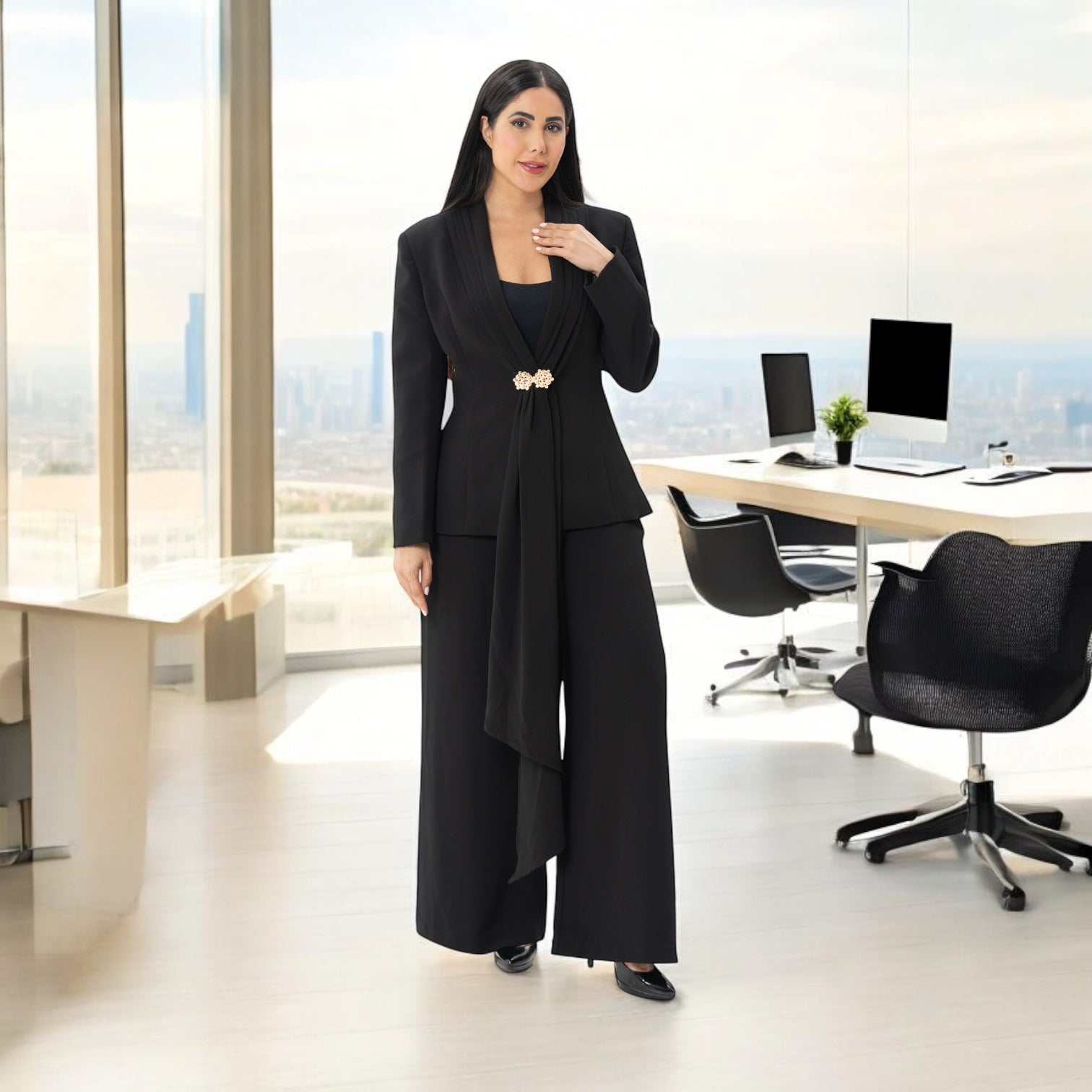 Premium Black Blazer and Pant Suit Set Spring Summer - BORNCELEBS