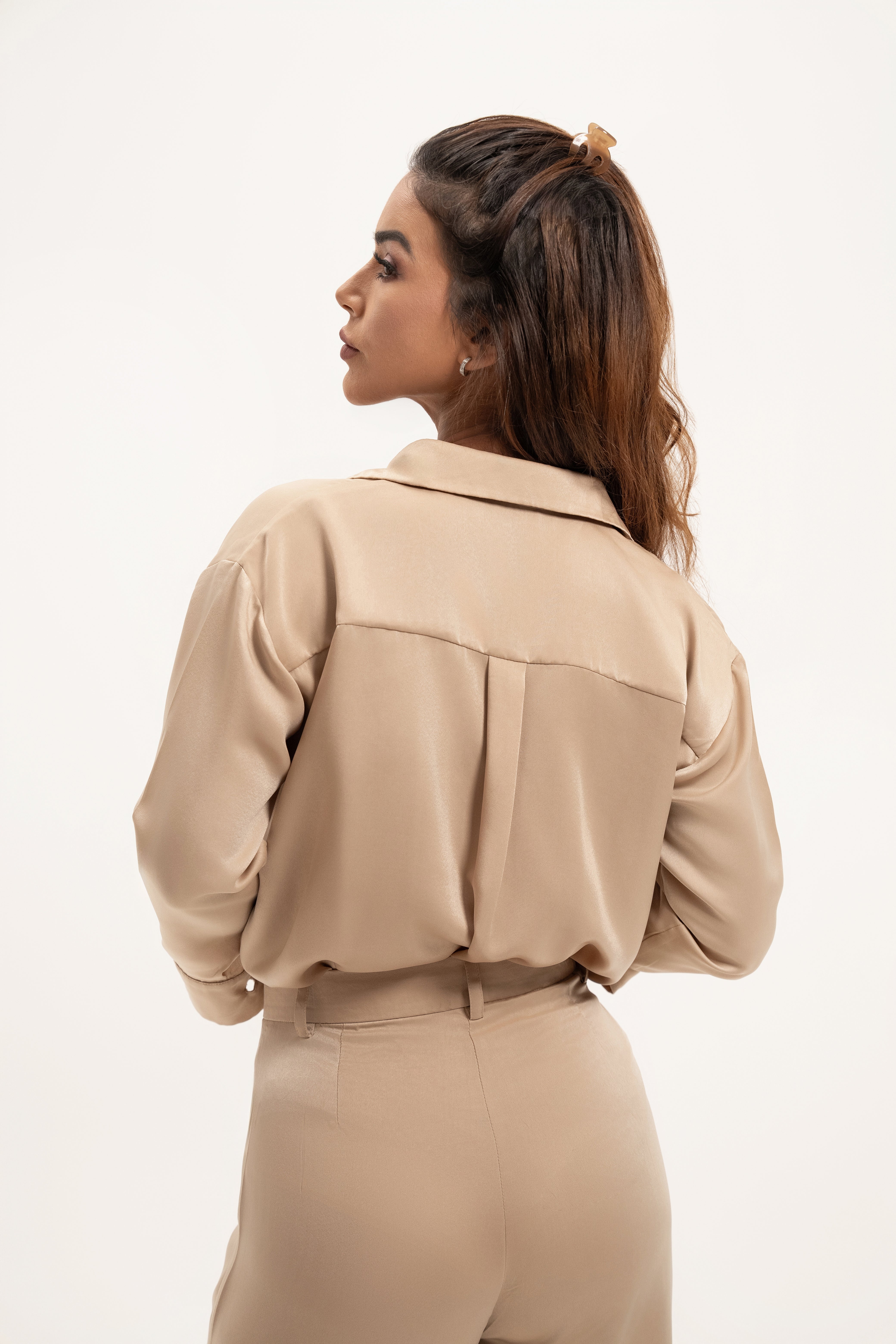 Mocha Brown Satin Shirt
