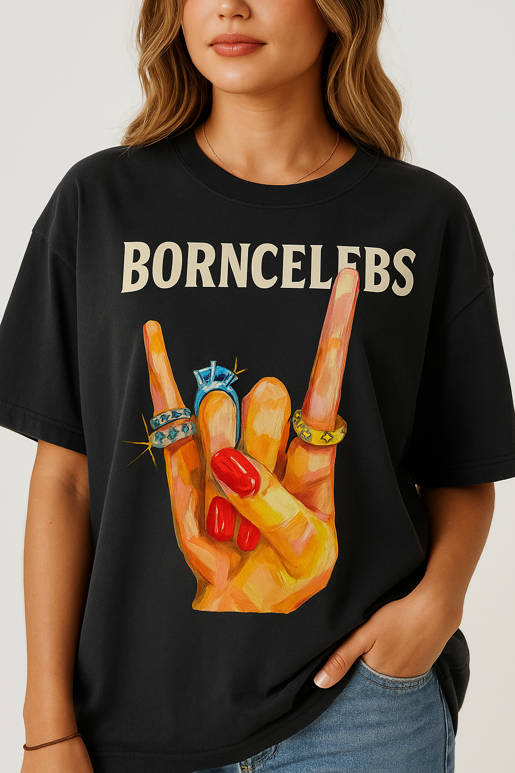 BornCelebs Signature Black Oversize T- Shirt - BORNCELEBS