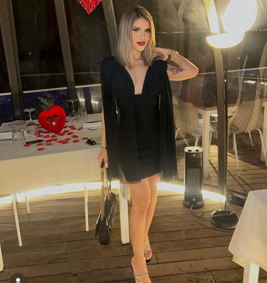 Mini Black Party Dress Fitted with Net Robe - BORNCELEBS