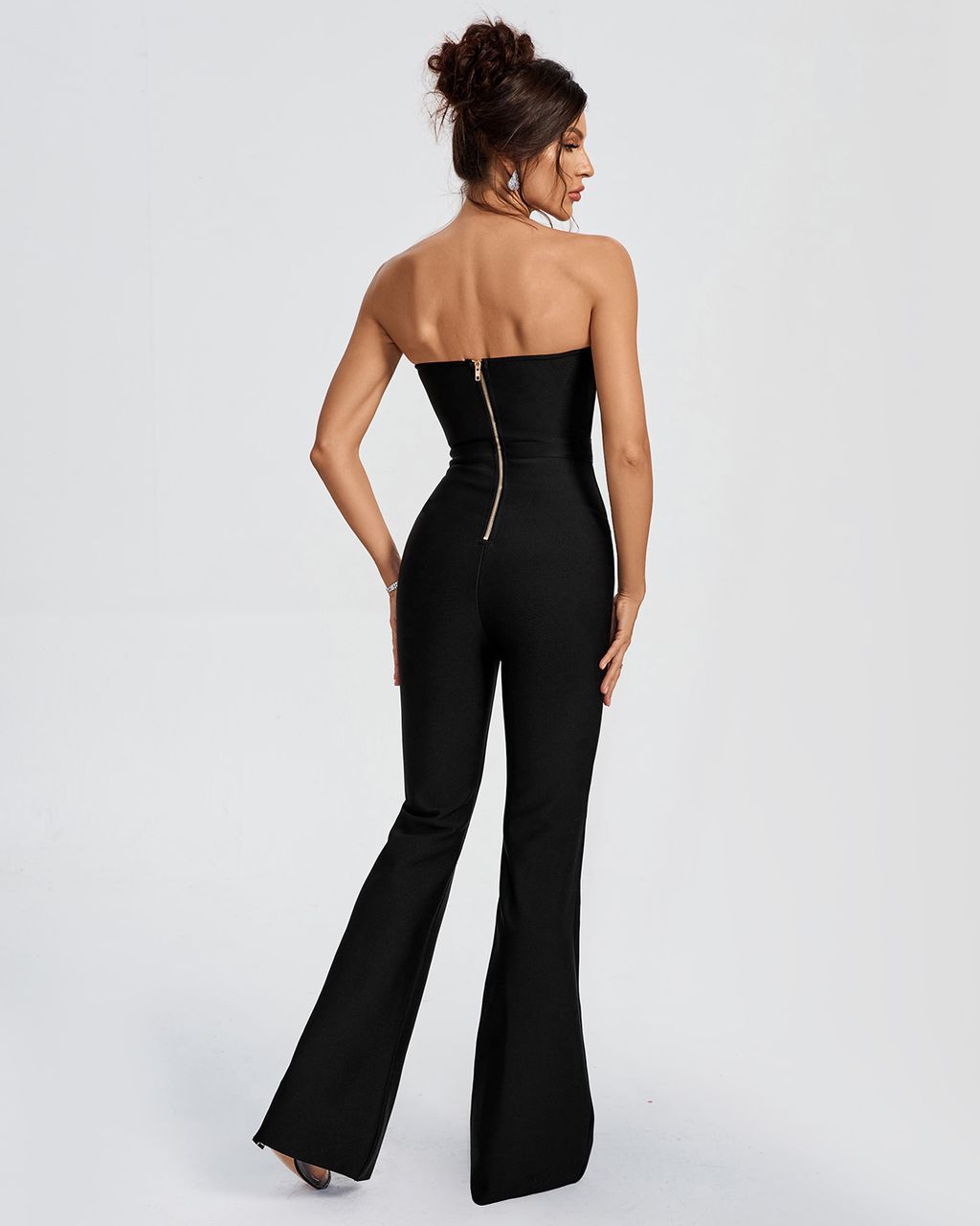 Black Embellished Jumpsuit Flattering Fit - BORNCELEBS