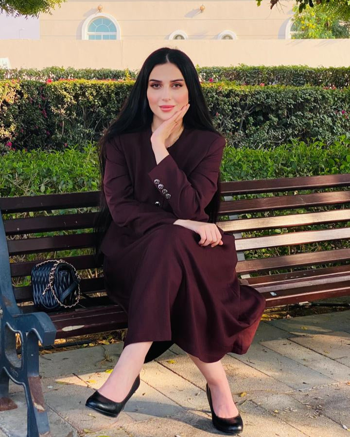 Burgundy Jacket and Skirt Co - ord Set - BORNCELEBS