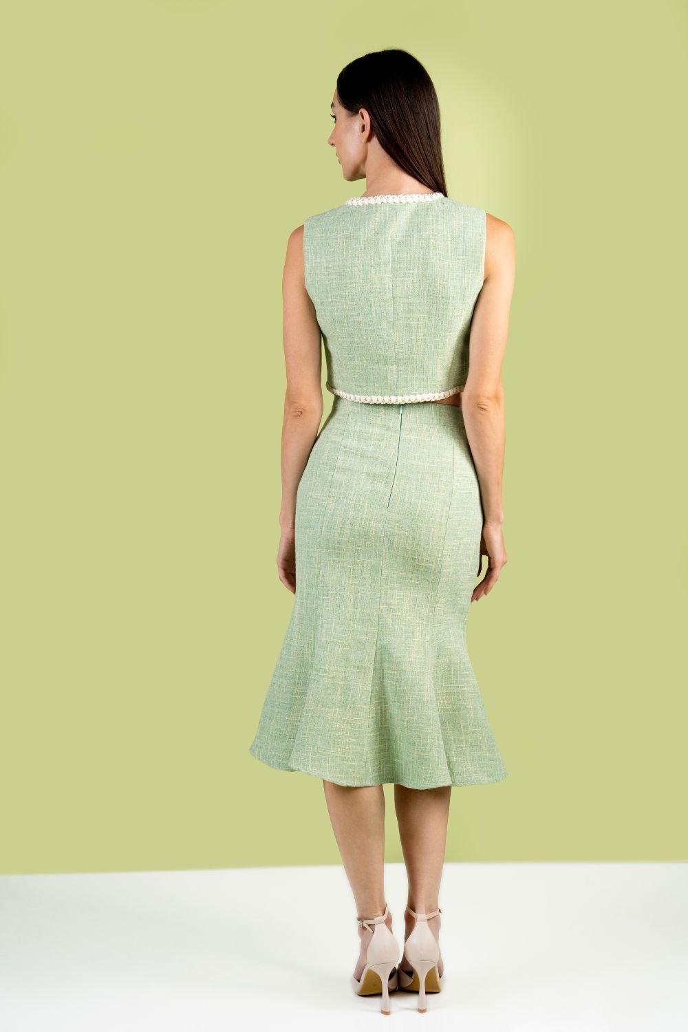 Fitted Skirt and Waistcoat Top Co - Ord Set - BORNCELEBS