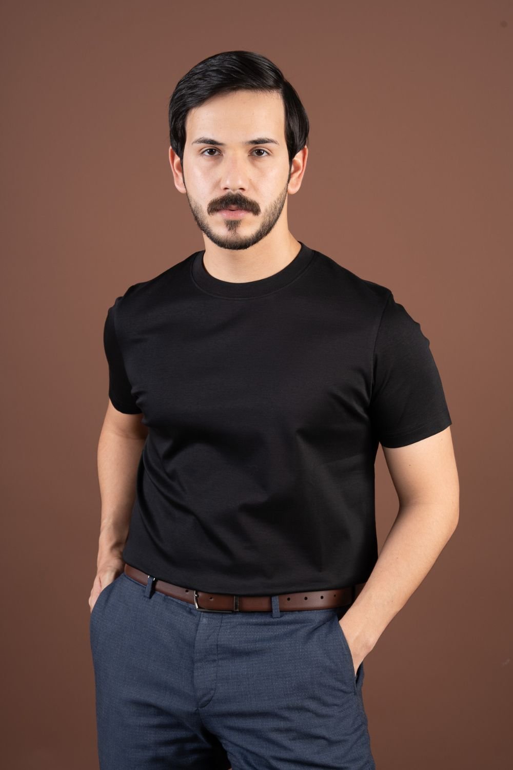 Luxe 100% Supima Cotton T-Shirt Round Black 190 GSM - BORNCELEBS