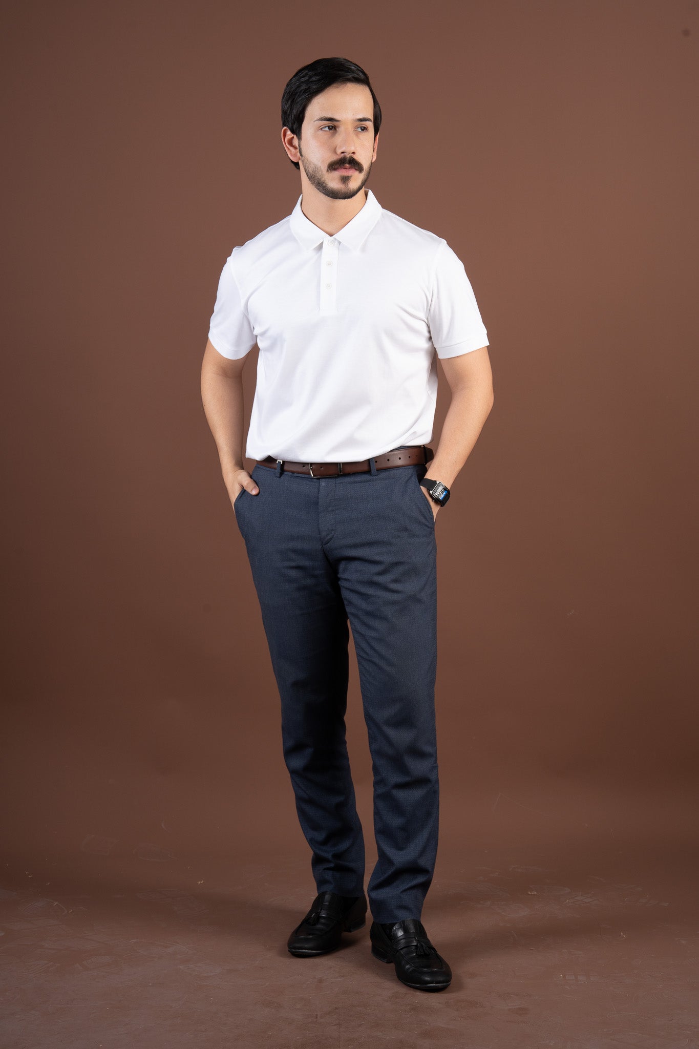 Luxe 100% Supima Polo T-Shirt White 190 GSM - BORNCELEBS