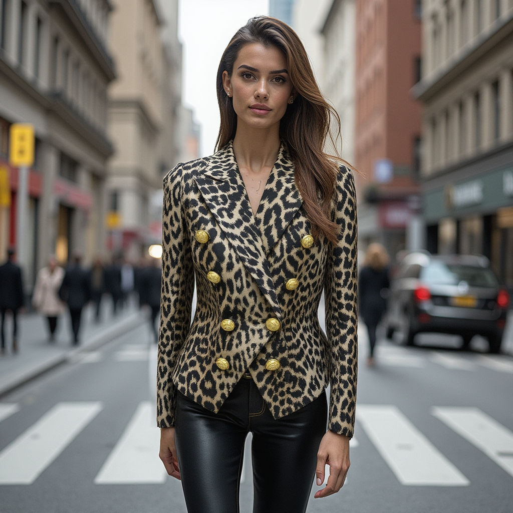 Leopard Print Blazer Spring Summer Women Fashion Formal Casual - BORNCELEBS