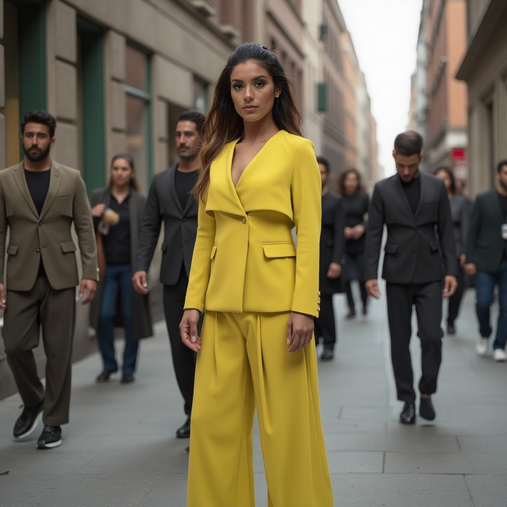 Lime Green Blazer and Wide Leg Trouser Premium Suit Set Summer Spring Fashion - BORNCELEBS