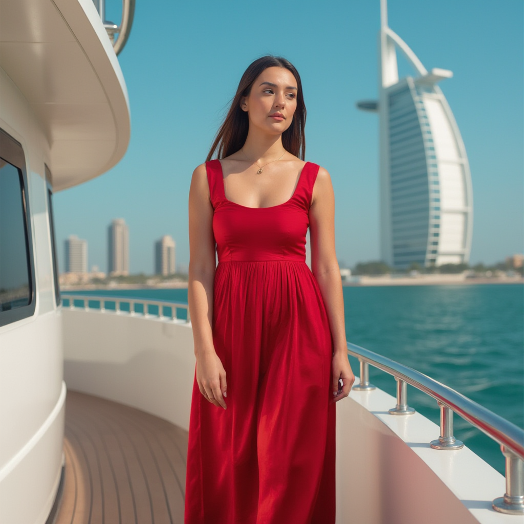 Red Maxi Dress Premium Cotton Holiday Party Formal - BORNCELEBS