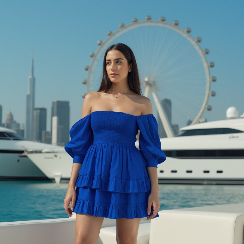 Short Mini Blue Dress Spring Summer Casual Brunch Vacation - BORNCELEBS