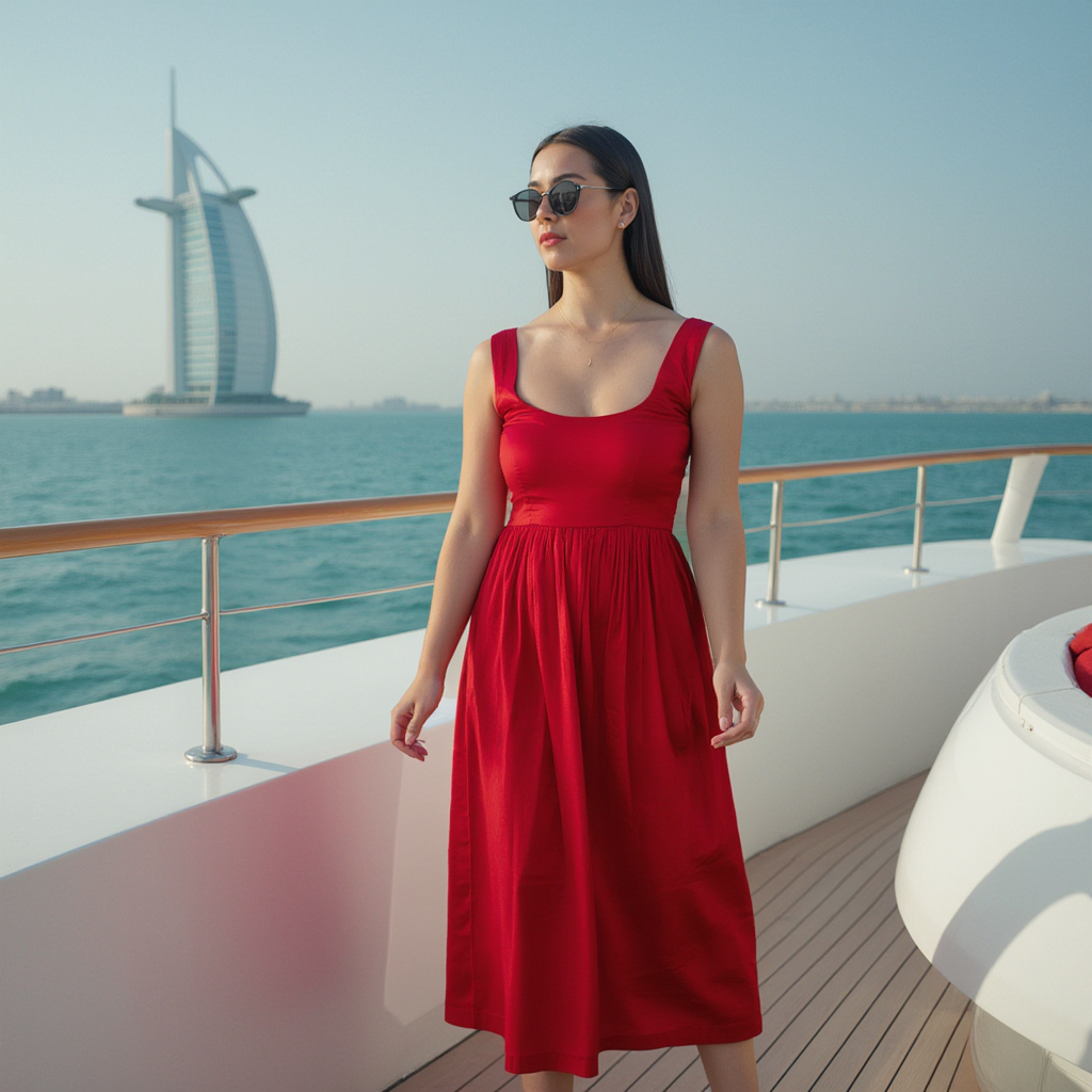 Red Maxi Dress Premium Cotton Holiday Party Formal - BORNCELEBS