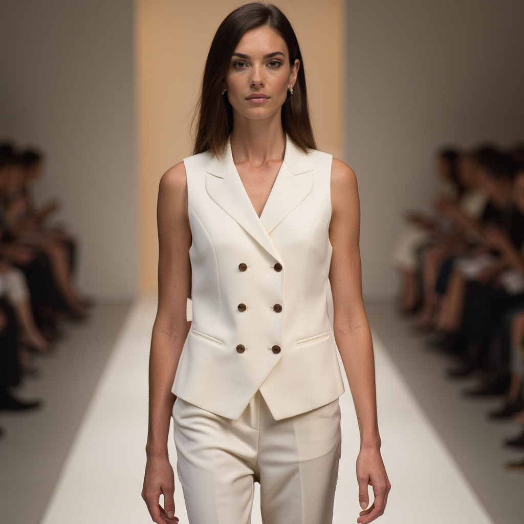 White Waist Coat and Trouser Co-ord Set - BORNCELEBS