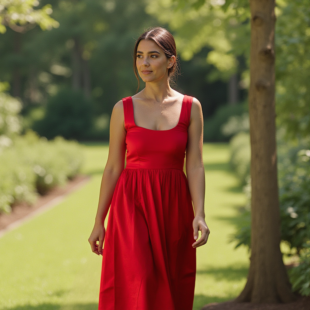 Red Maxi Dress Premium Cotton Holiday Party Formal - BORNCELEBS