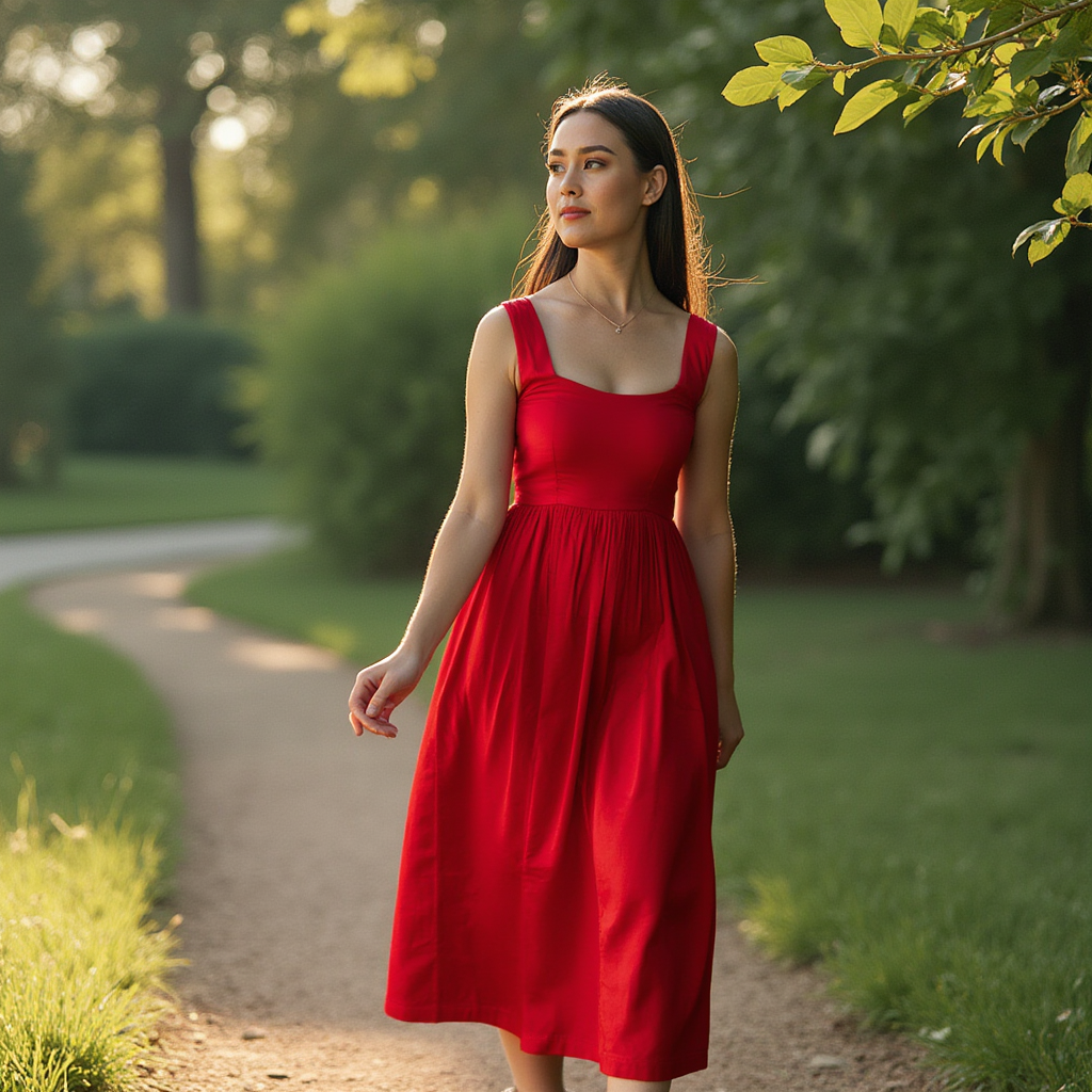 Red Maxi Dress Premium Cotton Holiday Party Formal - BORNCELEBS