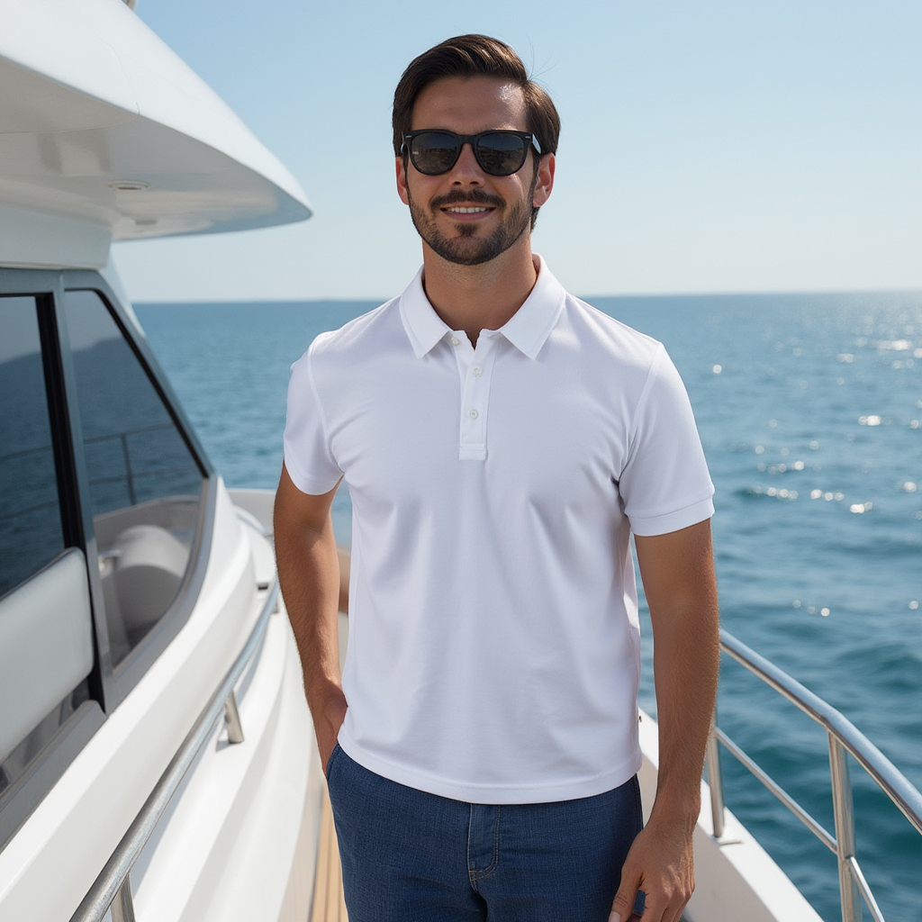 Luxe 100% Supima Polo T-Shirt White 190 GSM - BORNCELEBS