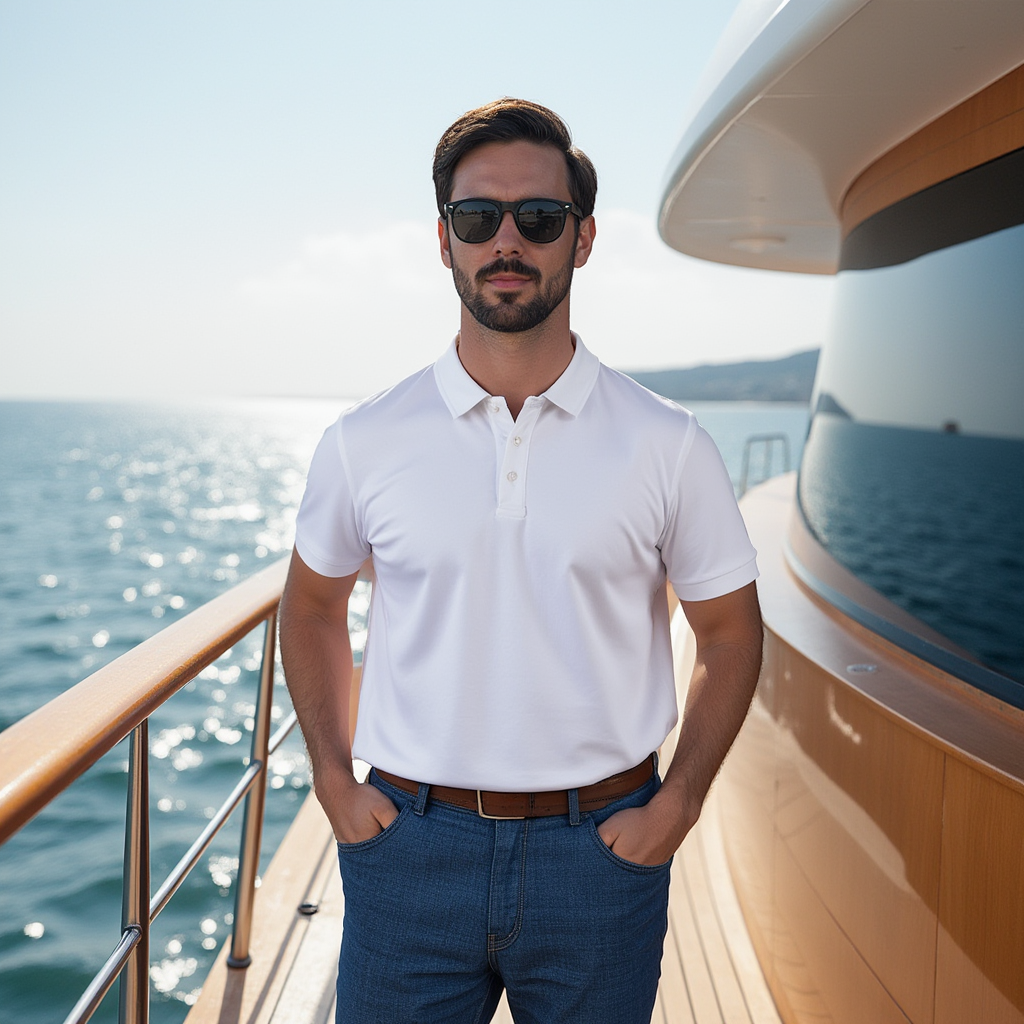 Luxe 100% Supima Polo T-Shirt White 190 GSM - BORNCELEBS