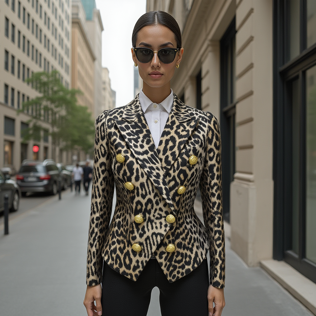 Leopard Print Blazer Spring Summer Women Fashion Formal Casual - BORNCELEBS