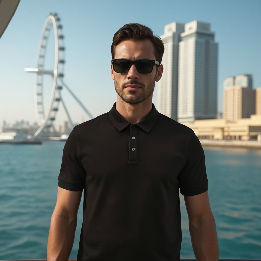 Luxe 100% Supima Cotton Black Polo T Shirt - BORNCELEBS