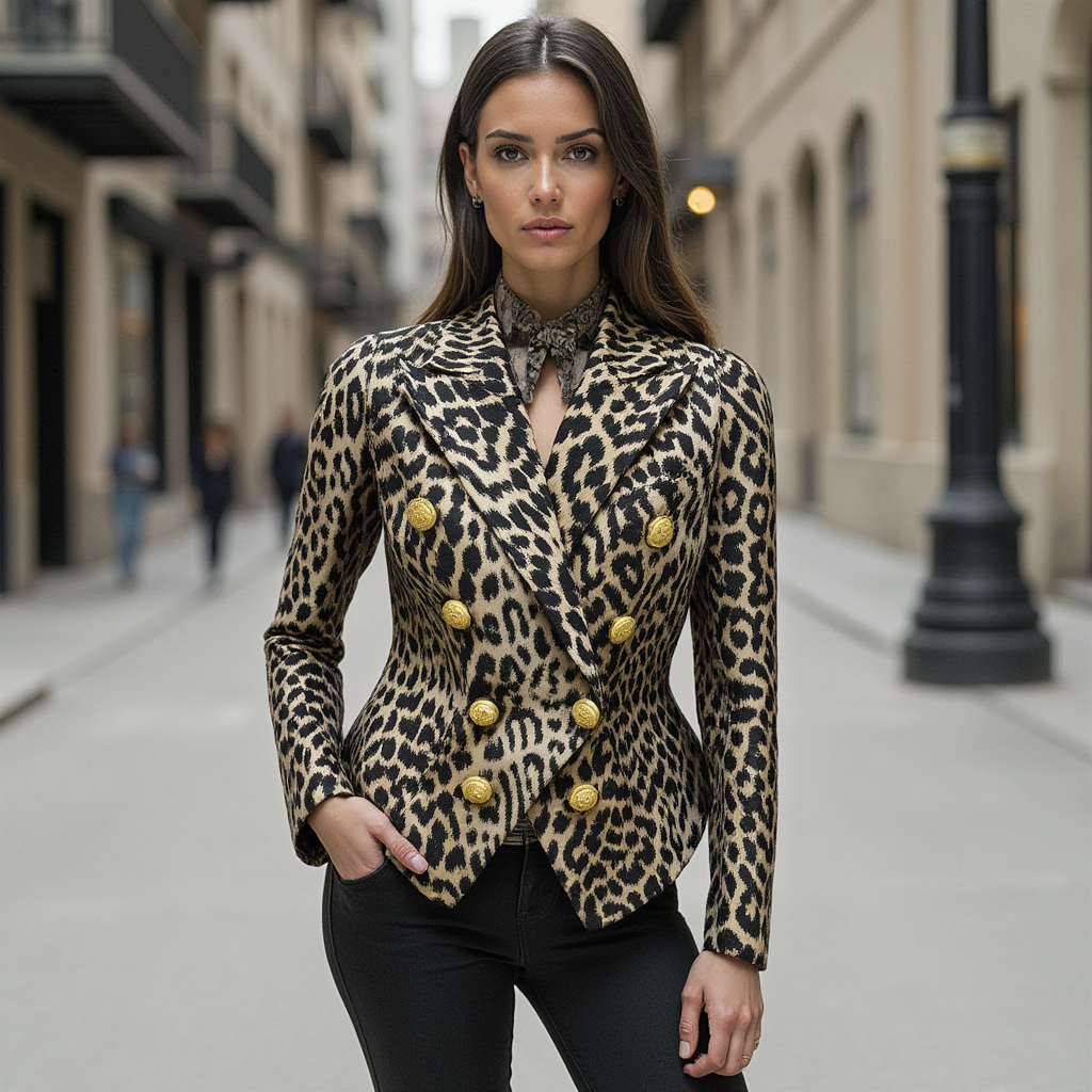 Leopard Print Blazer Spring Summer Women Fashion Formal Casual - BORNCELEBS