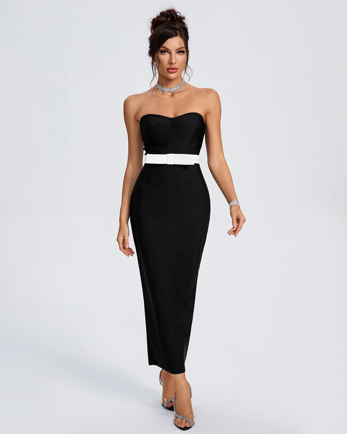 Sleeveless Tube Black Dress - BORNCELEBS