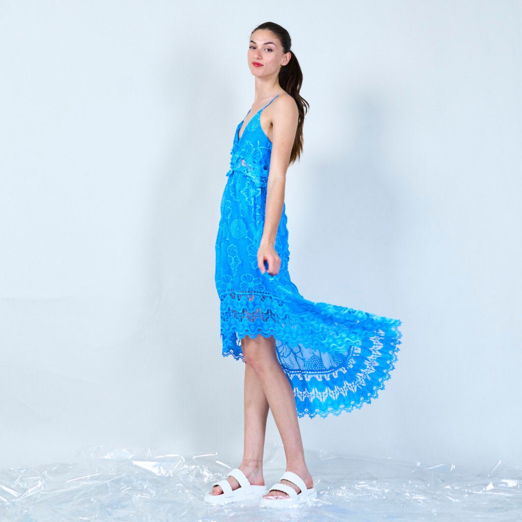 Vibrant Blue High Low Dress - BORNCELEBS