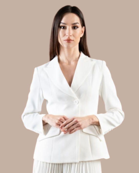 White Fitted Premium Blazer - BORNCELEBS