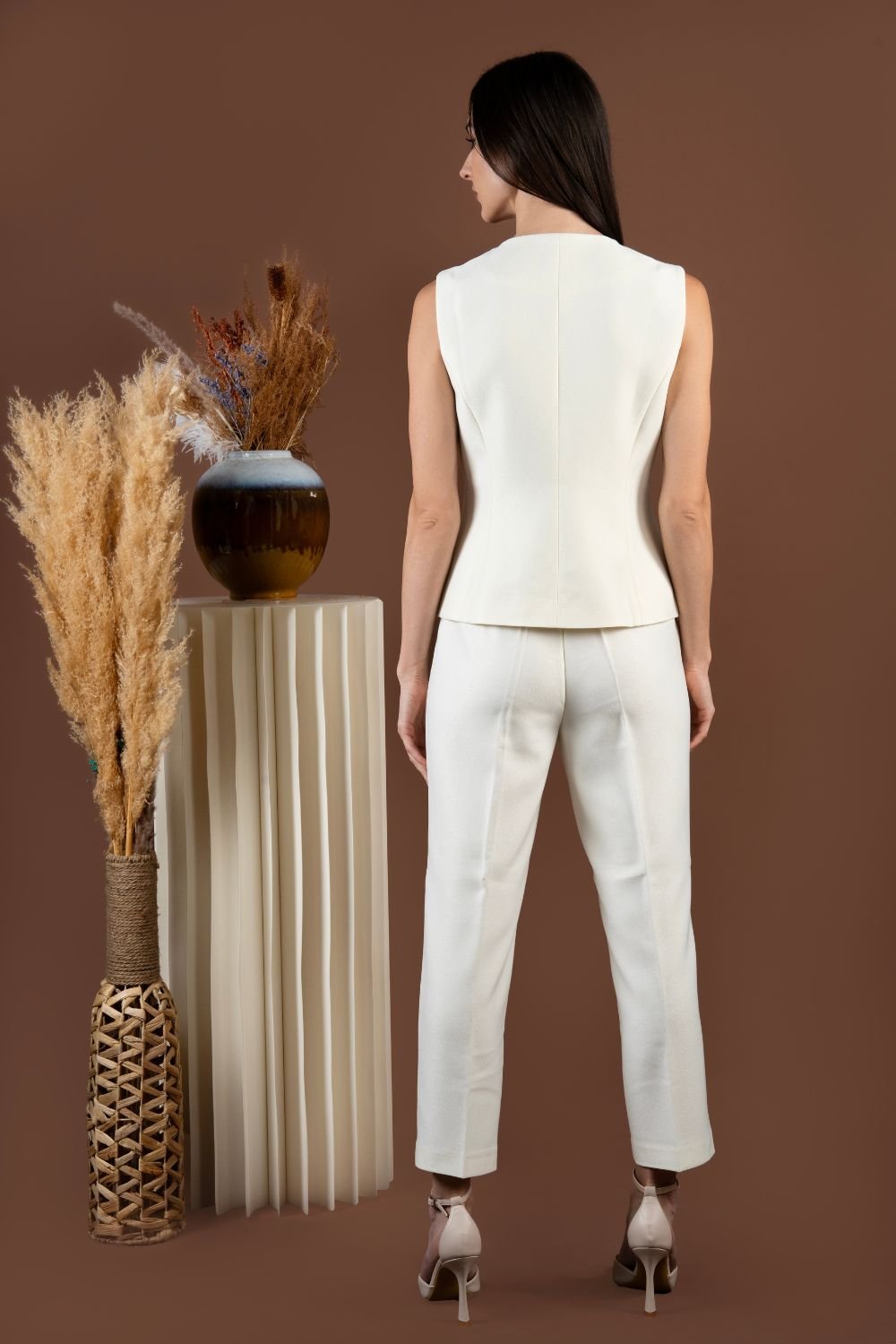 White Waist Coat and Trouser Co - ord Set - BORNCELEBS