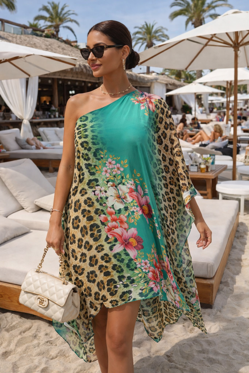 Premium One Shoulder Dress In Aqua Green| The Statement Edit - BORNCELEBS