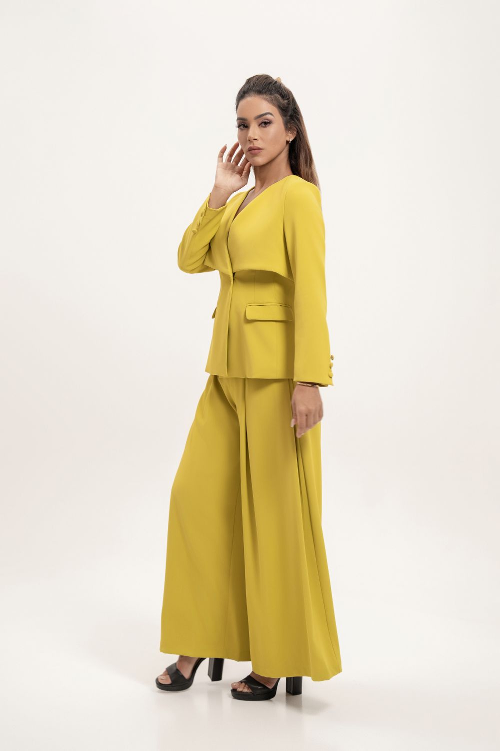 Lime Green Blazer and Wide Leg Trouser Co-ord Set