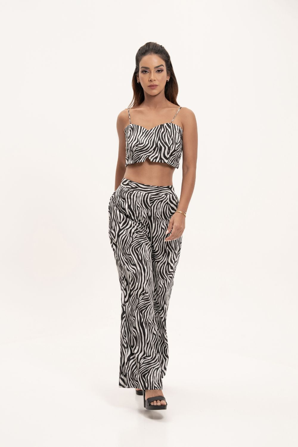 Vegan Satin Print Tube Top and Pants Co-ord Set