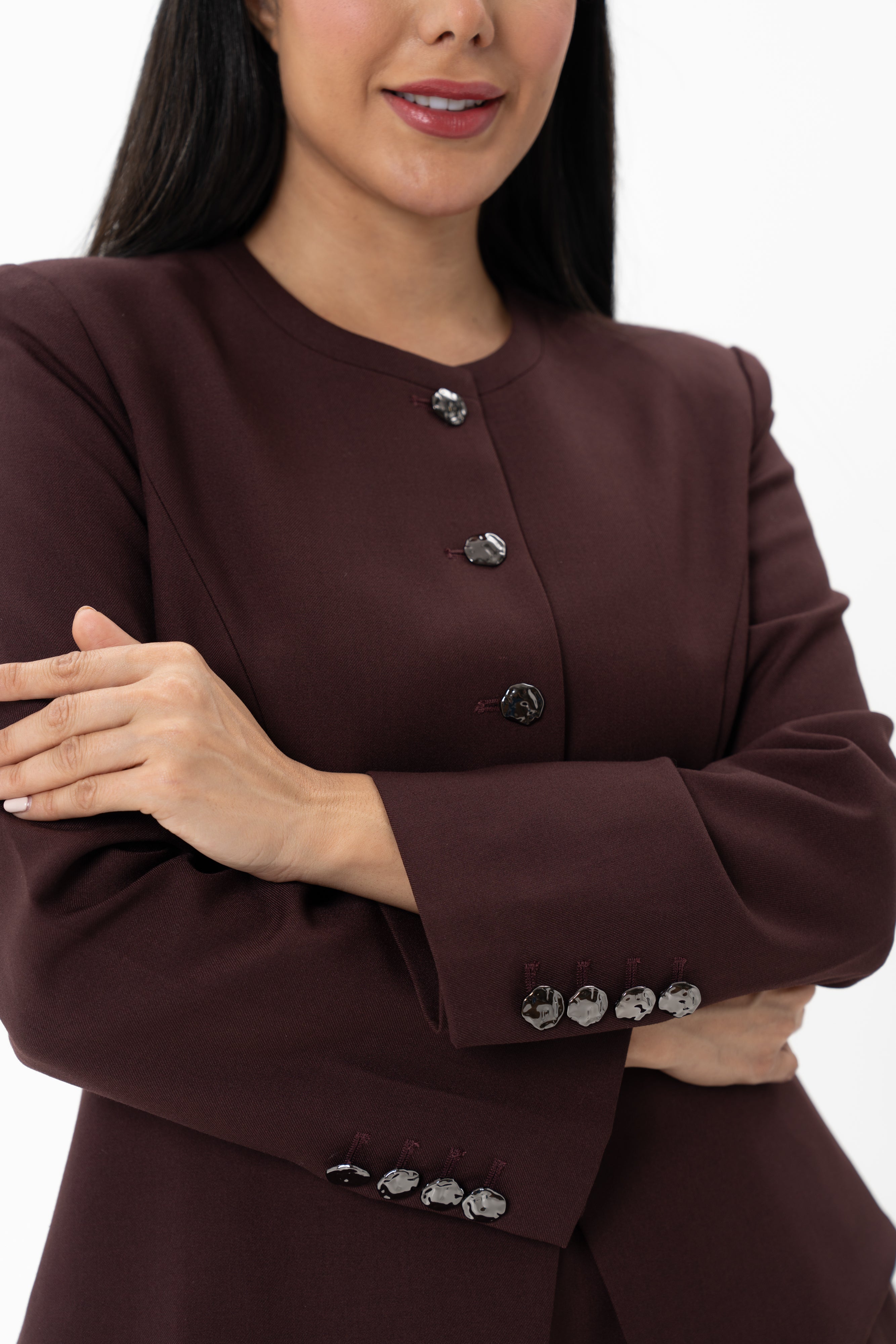 Burgundy Fitted Blazer Jacket