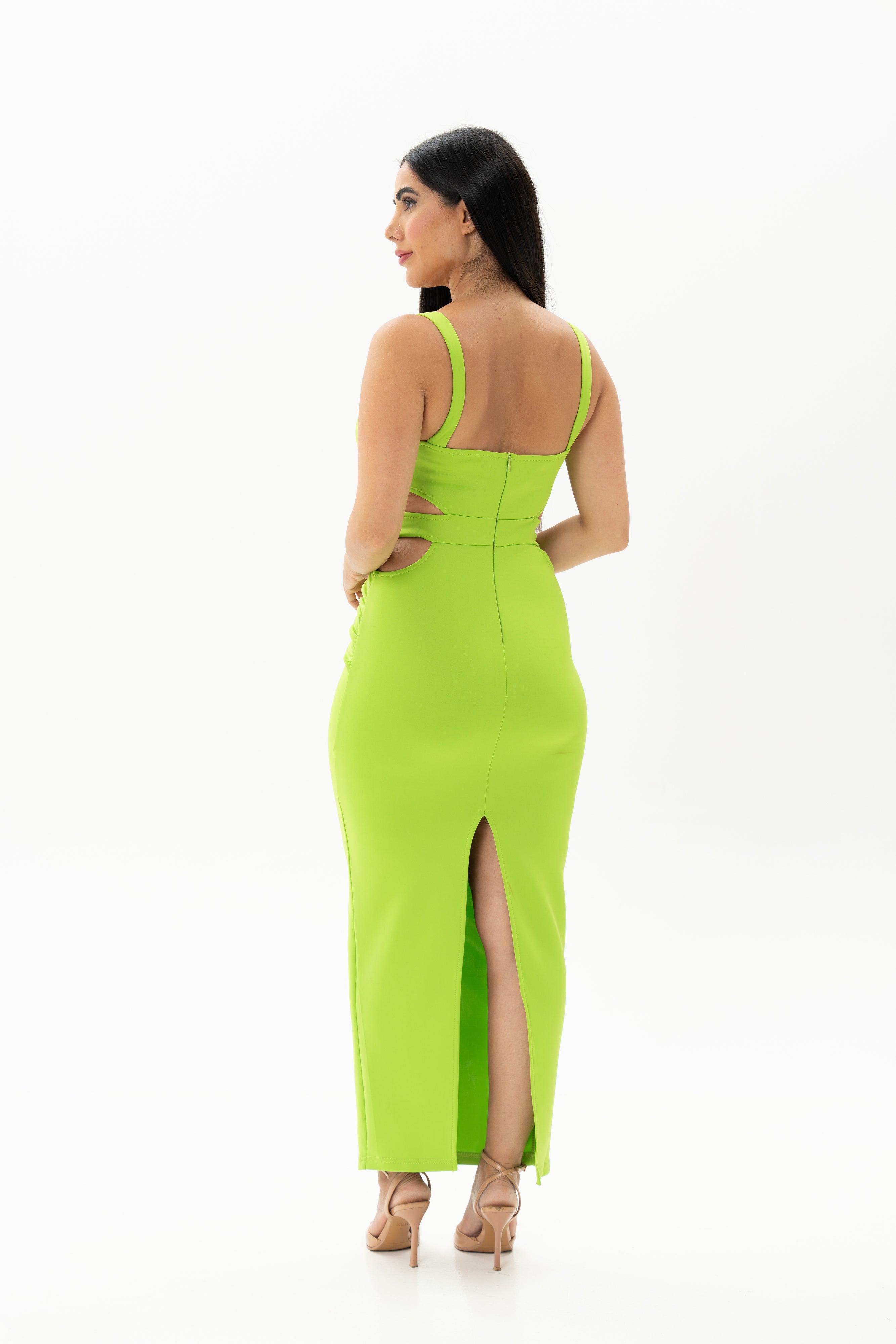 Neon Green Cut Out Long Dress