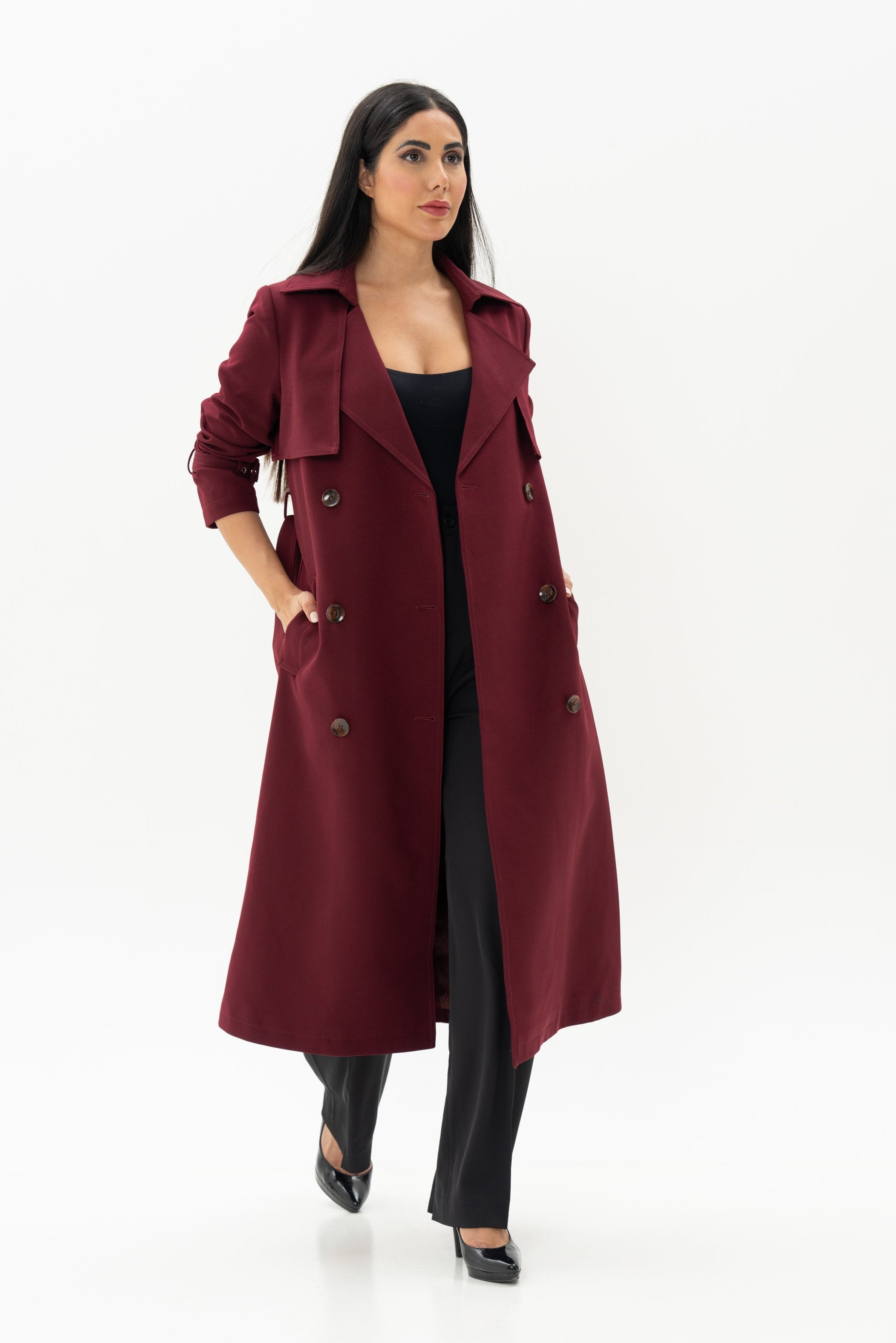 Lightweight Overcoat & Black Pant Co-ord Set