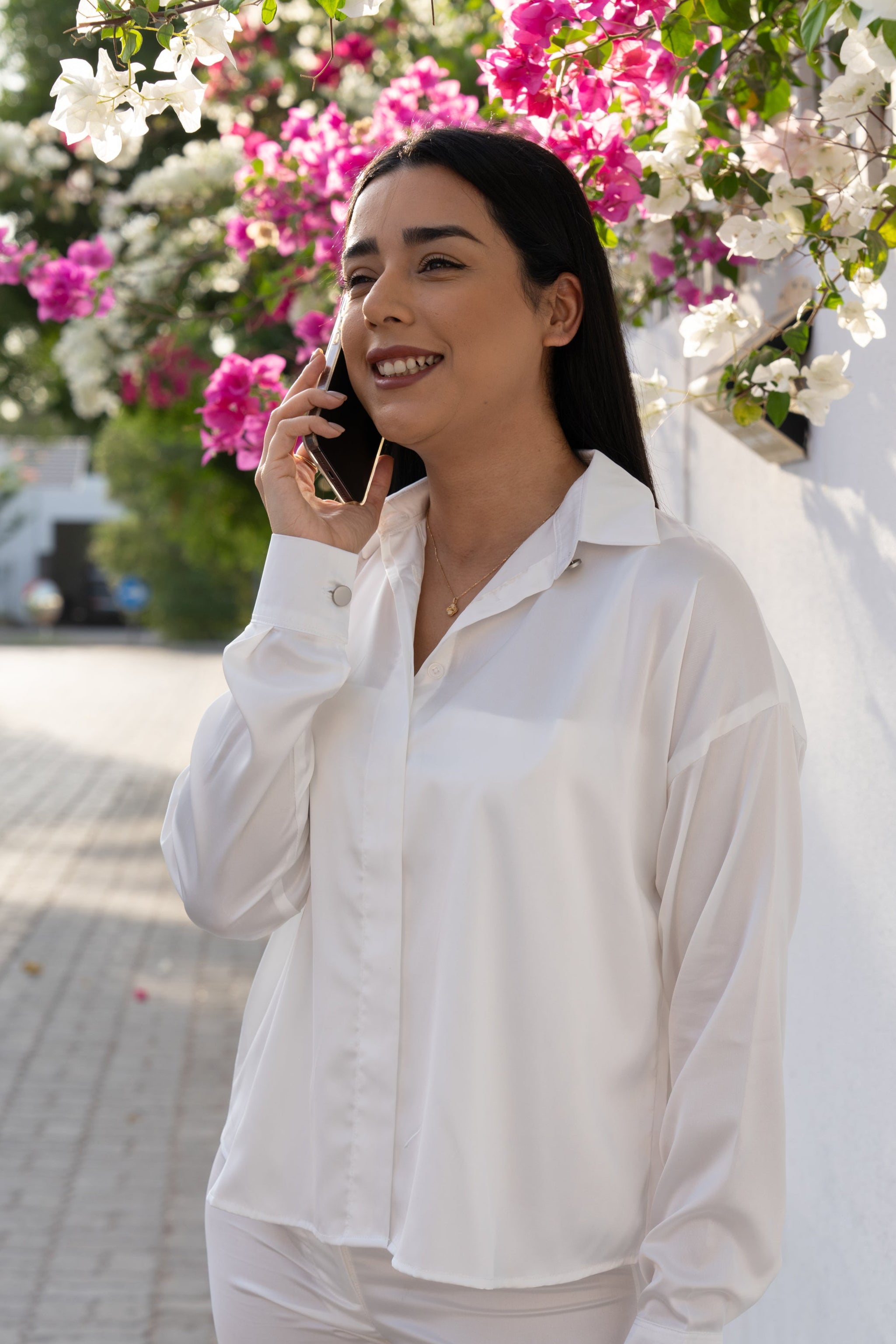 White Premium Satin Shirt and Tube Top