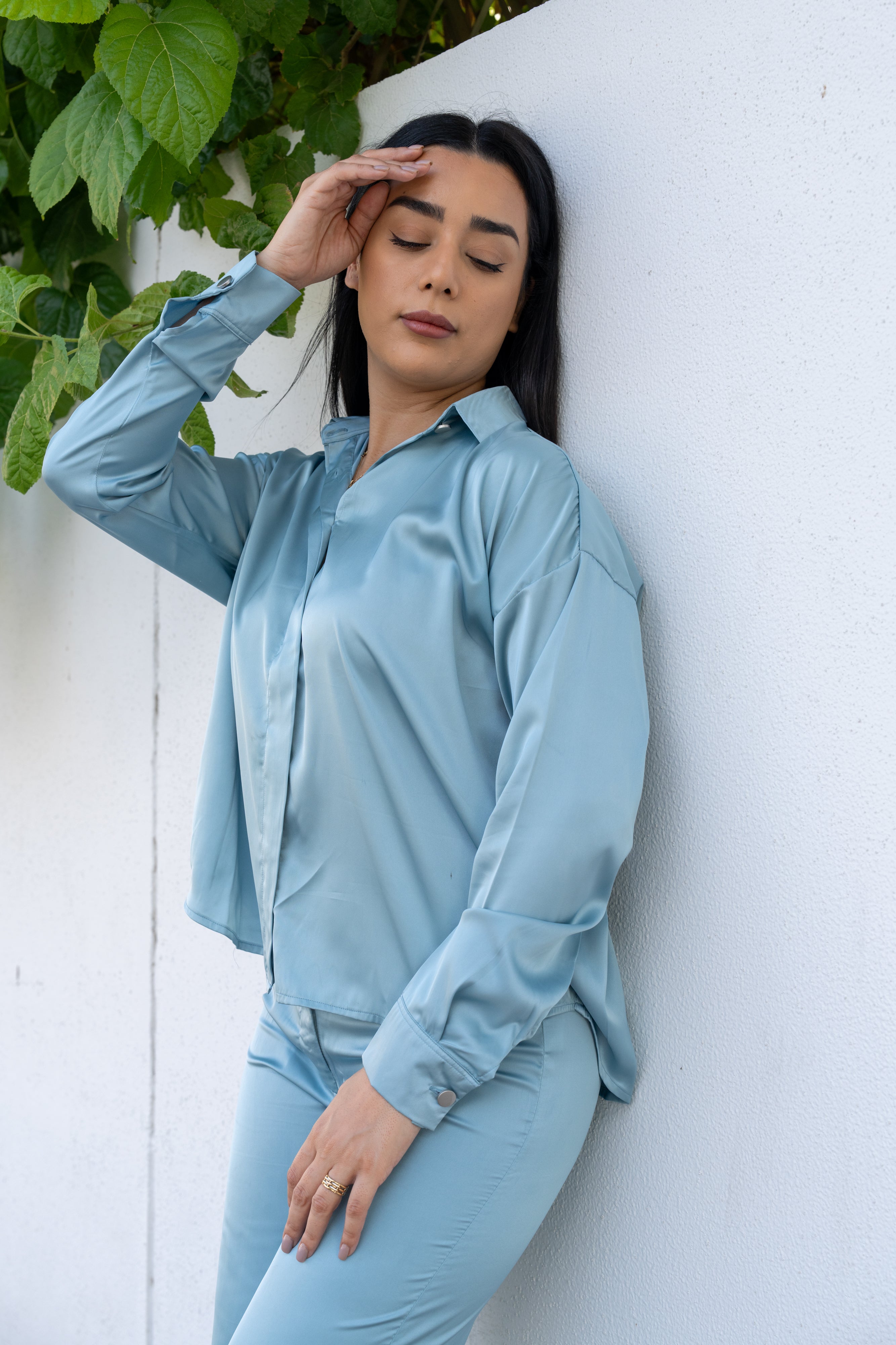Blue Premium Satin Shirt