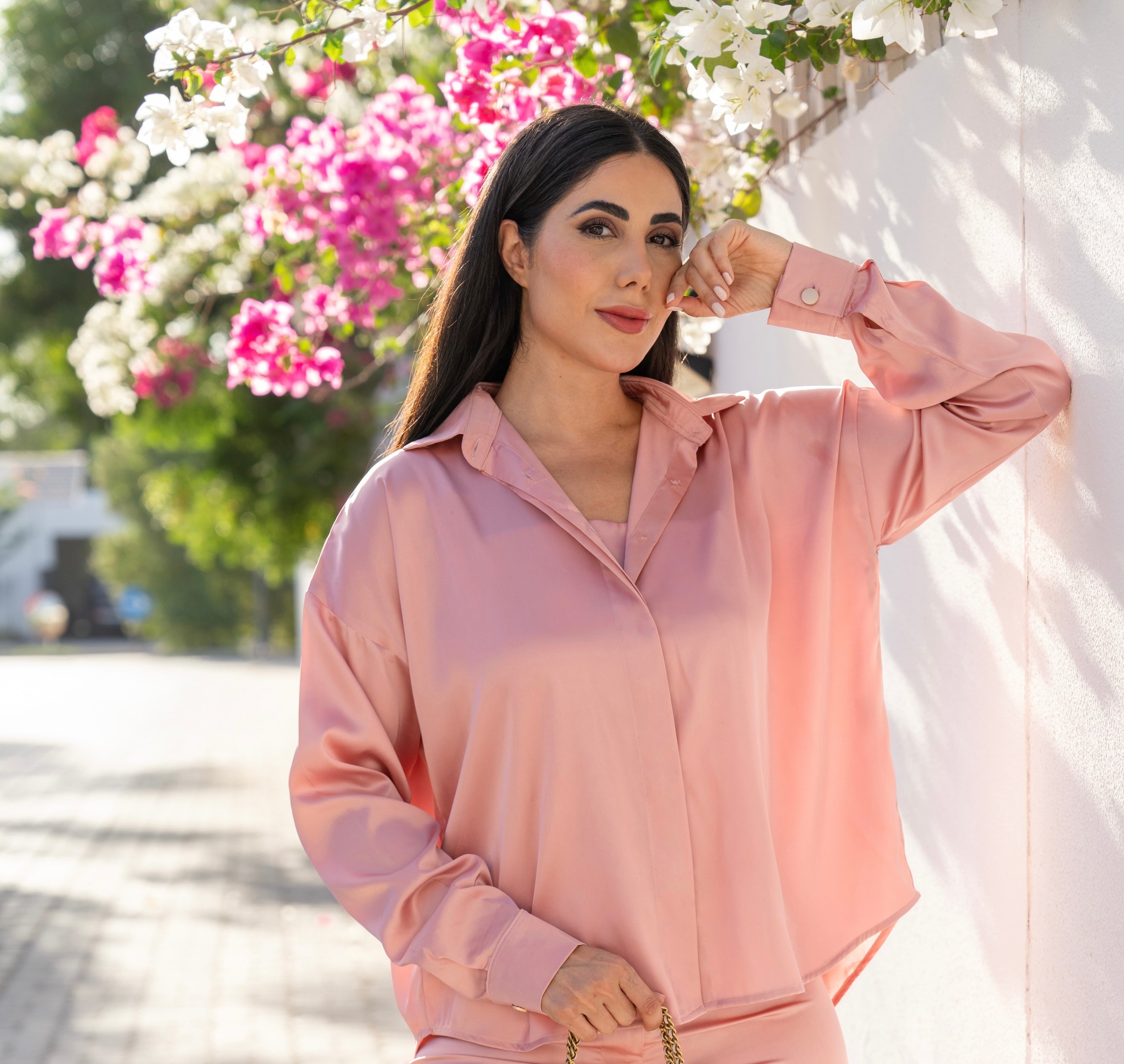 Pink Satin Shirt