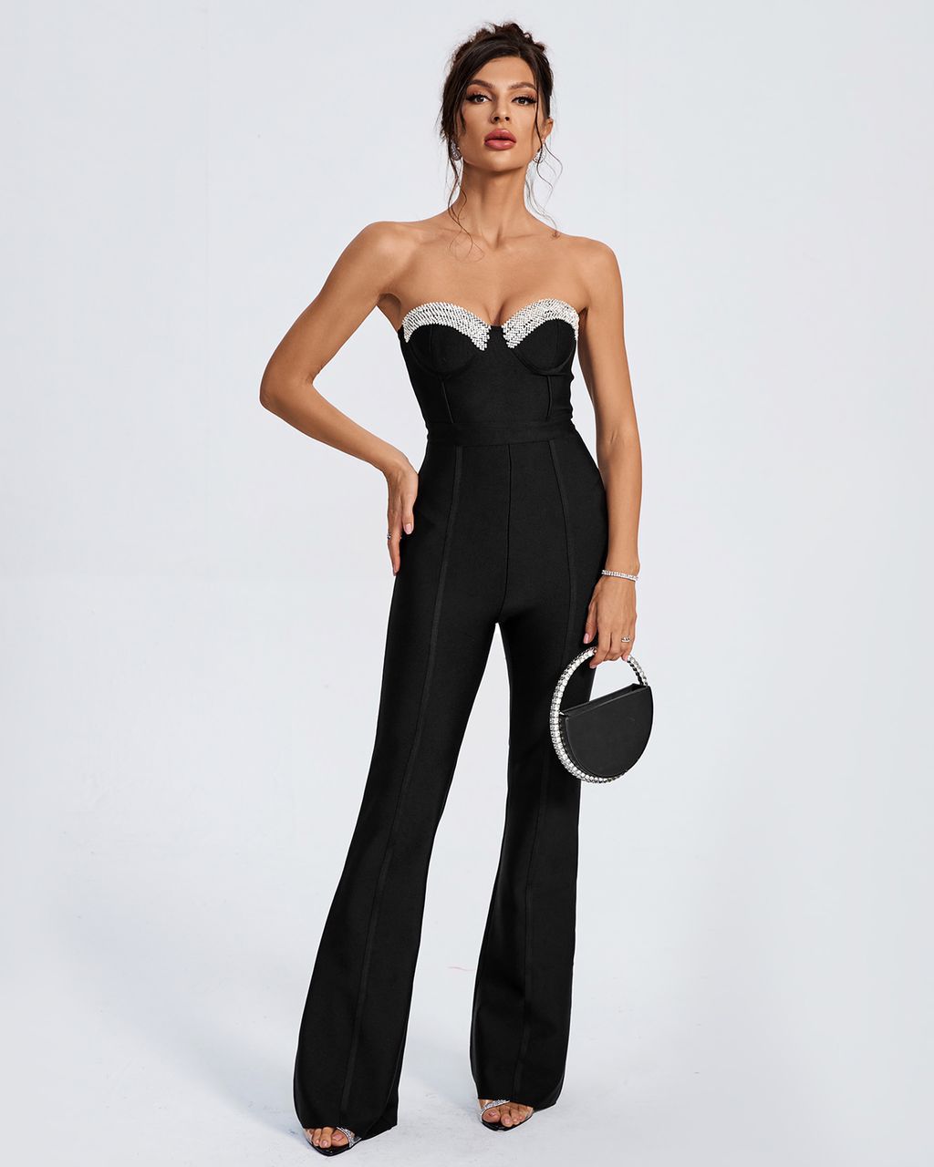 Black Embellished Jumpsuit Flattering Fit