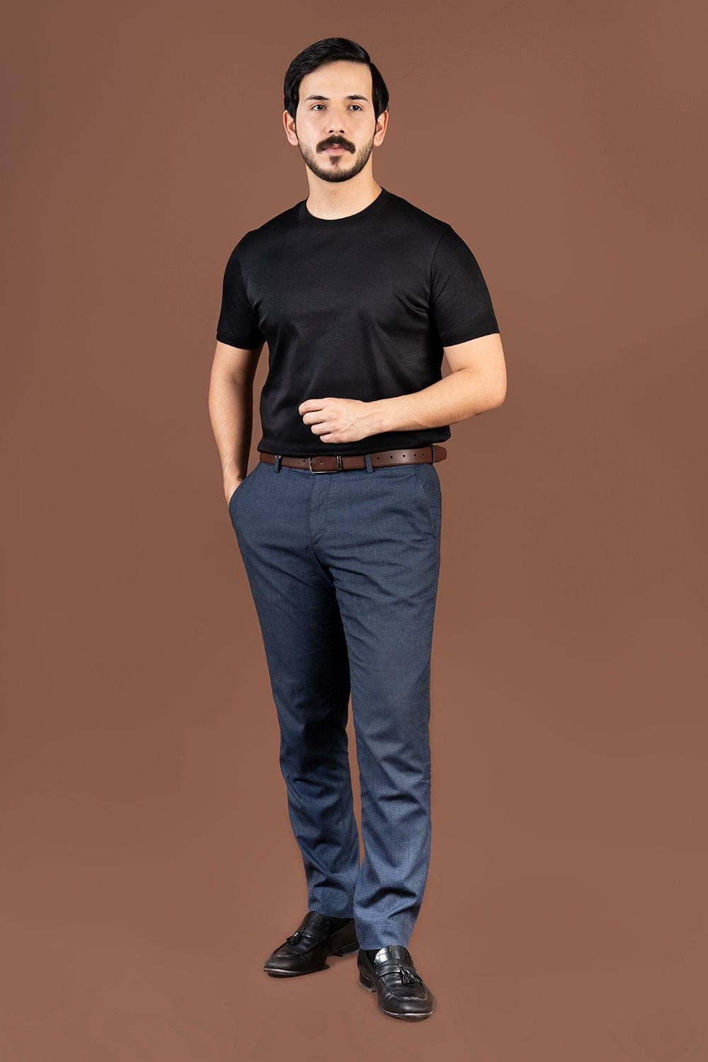 Luxe 100% Supima Cotton T-Shirt Round Black 190 GSM - BORNCELEBS