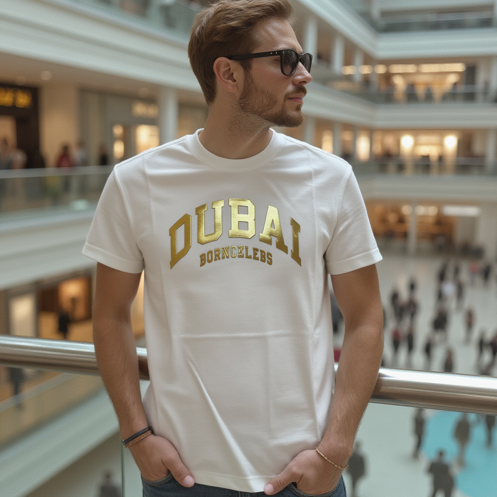 Premium White Dubai T Shirt Round Neck - BORNCELEBS
