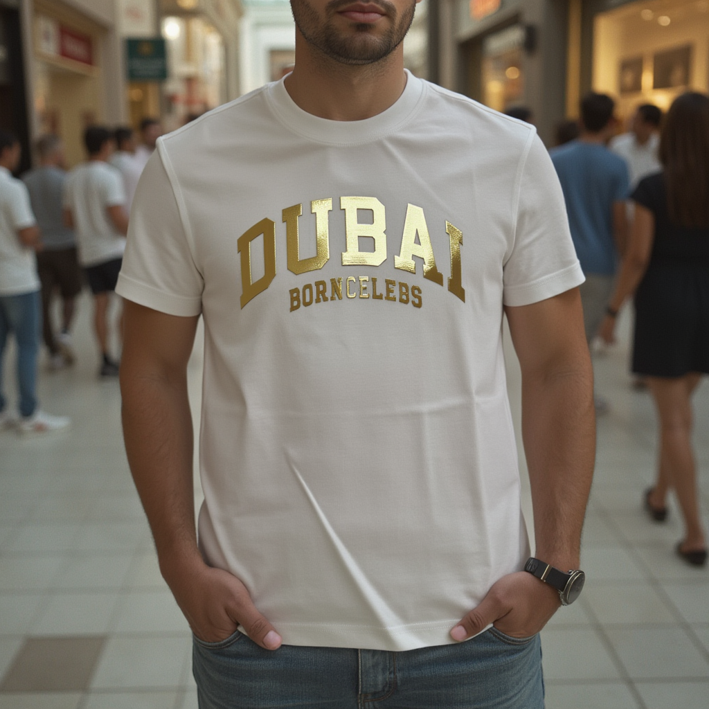 Premium White Dubai T Shirt Round Neck - BORNCELEBS